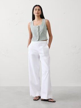 Spring Green Buttoned Denim Vest Banana Republic Size 18 NWT